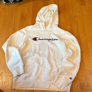 White champion, hoodie, sweatshirt, youth, extra large